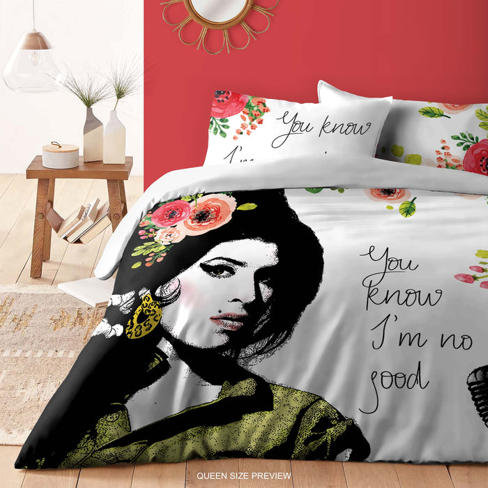 Juego de edredón "Amy's No Good Beeding" - Funda nórdica o edredón con el logo de superestrella del pop - Diseño de fans de Winehouse por ShopyLand, B04