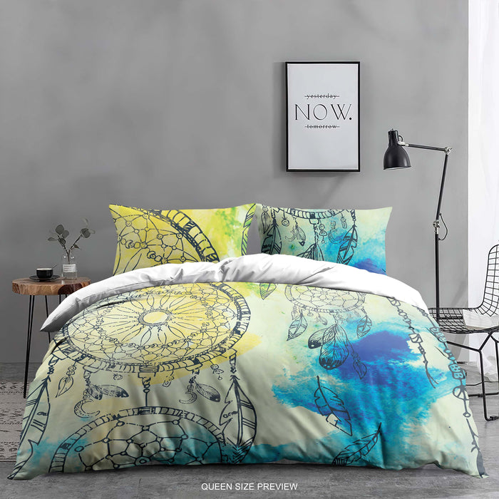 Juego de edredón Mystic Dreamcatcher – Edredón abstracto de acuarela – Juego de cama Nomadic Luxe de ShopyLand, B06