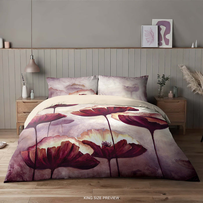 Juego de cama Amapolas – Funda nórdica floral – Edredón estilo pintura al óleo – Decoración de dormitorio bohemia – Juego de cama artístico con flores rojas de ShopyLand, B173