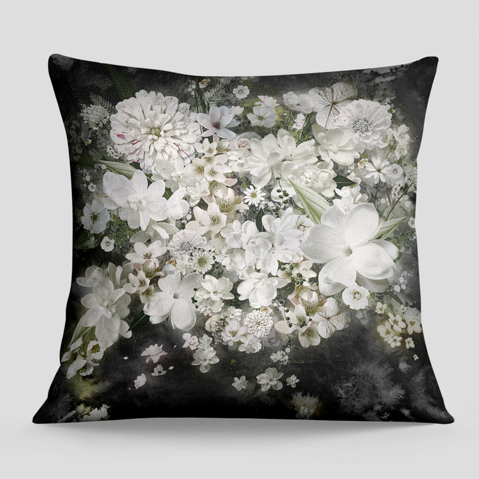 Spring Flowers Decorative Cover, Noir Blossom Throw Pillow, Vintage Garden Decorative Sham, P09-1