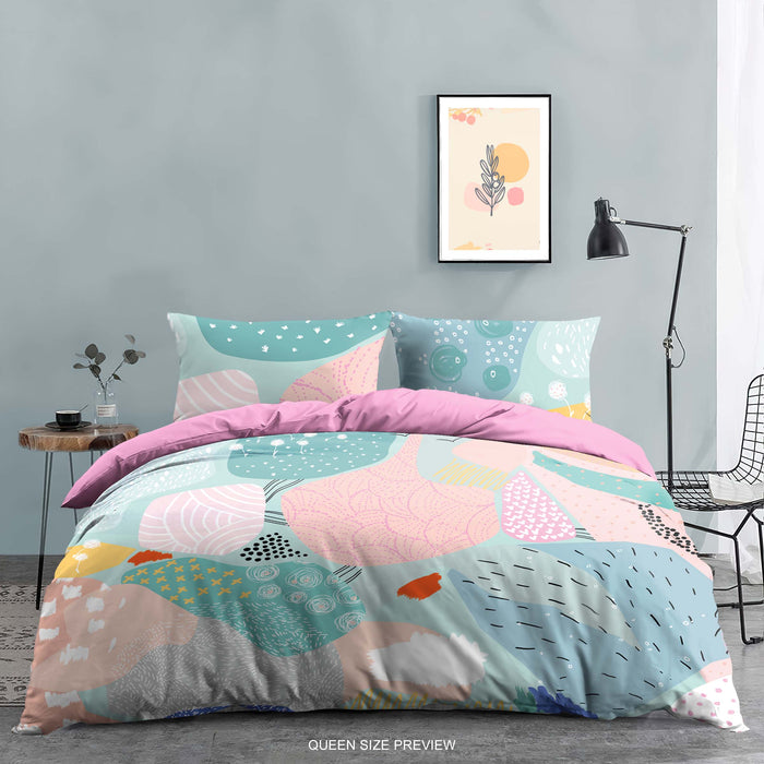 Funda nórdica moderna de algodón – Juego de cama estilo acuarela con formas abstractas – Decoración contemporánea para dormitorio de ShopyLand, B215