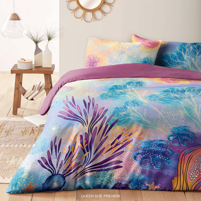 Juego de cama Ocean Life: edredón y funda nórdica de acuarela, sábanas costeras bohemias, decoración de dormitorio Sea Life de ShopyLand, B216