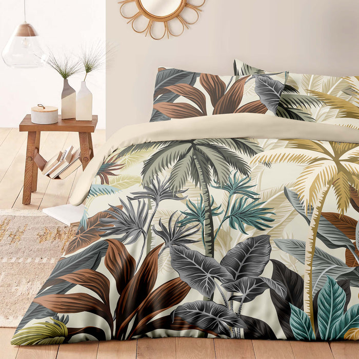 Juego de cama de hojas de palmera – Funda nórdica y edredón de selva – Sábanas de hojas tropicales – Decoración botánica verde para dormitorio de ShopyLand, B224