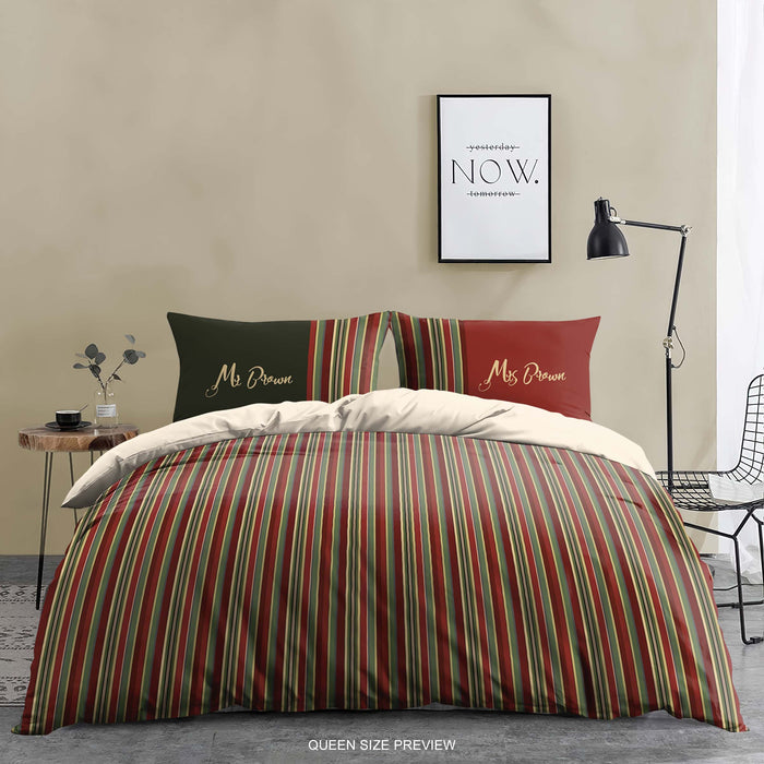 Vintage Stripes Bedding Set – Stretching Room Duvet Cover – Designer Comforter – Personalized Bed Set by ShopyLand, B248