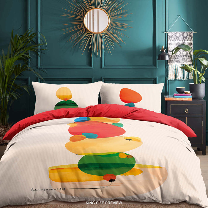 Juego de cama Zen Rock Balance: funda nórdica con arte de piedra moderno, edredón meditativo colorido para dormitorios artísticos de ShopyLand, B256