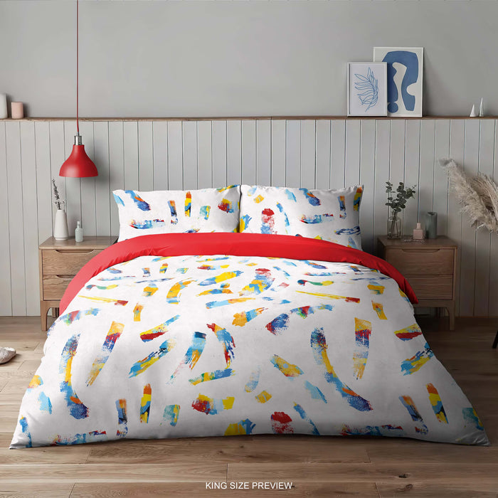 Juego de cama "Sueños de acuarela" – Funda nórdica con pinceladas abstractas – Sábanas pintadas a mano – Edredón con líneas de pincel de ShopyLand, B280