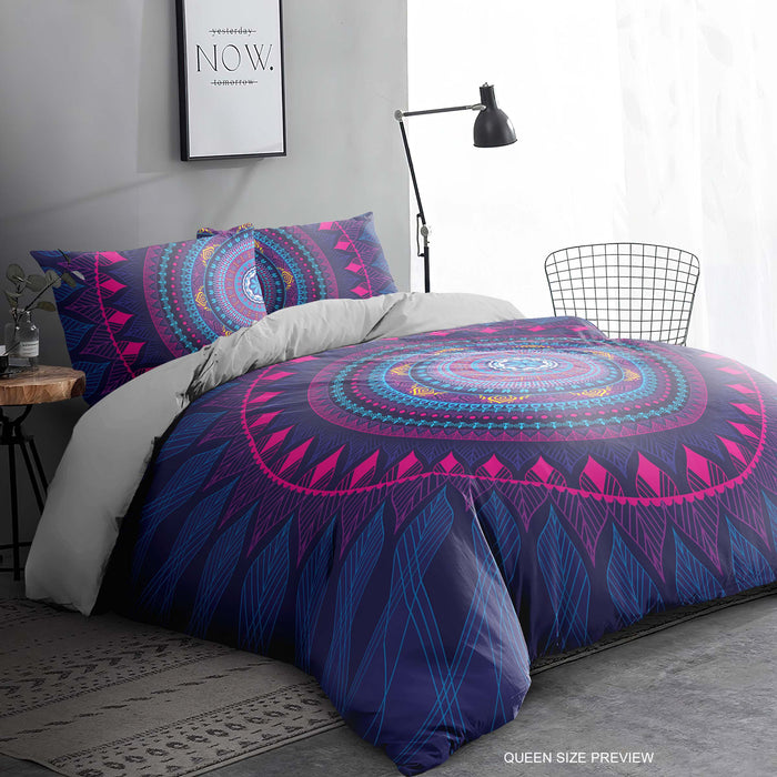 Boho Mandala Bedding Set – Ethnic-Inspired Comforter & Pillowcase – Mystical Mandala Design Sheet Set by ShopyLand, B30