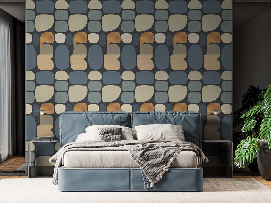 Abstract Pebble Wallpaper – Mid-Century Modern Retro Wall Mural – Removable or Unpasted Wallcovering by ShopyLand, W98