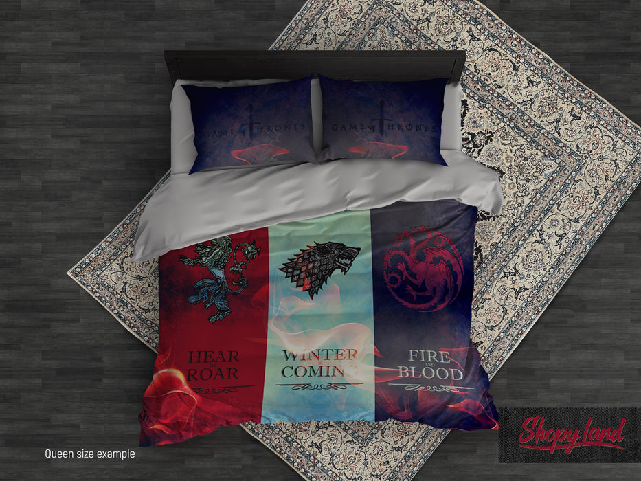 Bohemian Duvet Set Twin Size, Movie Series Inspired Comforter Set, Custom Art Bedding Set, Back side Color Gray, B55