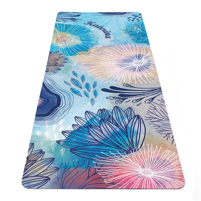 Custom Name Sea Blossom Yoga Mat – Coral Reef Fitness Pad – Colorful Underwater Pilates Rug by ShopyLand, Y202