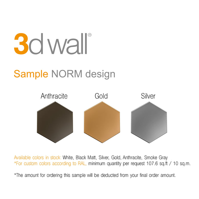 NORM 3D Wall Panel Sample Box, 3D Decorative Wall Tile Pack Set of 3, 3D Wall Panel Sample Kit