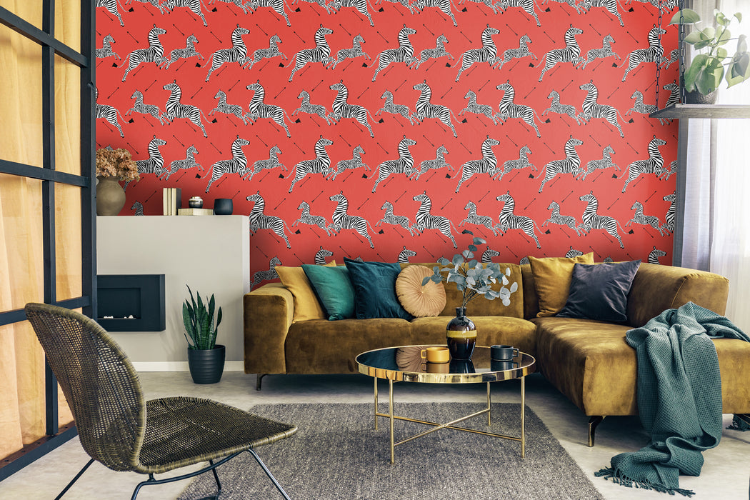 Jumping Zebras Wall Mural – Safari Animal Peel & Stick Wallpaper – Unpasted Wallcovering by ShopyLand, W138