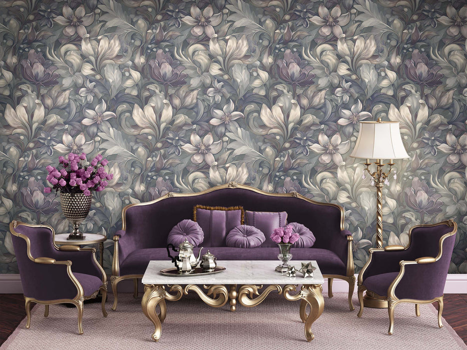 Victorian Dark Floral Wallpaper – Antique Botanical Mural – Vintage Garden Peel & Stick or Unpasted Wallcovering by ShopyLand, W233