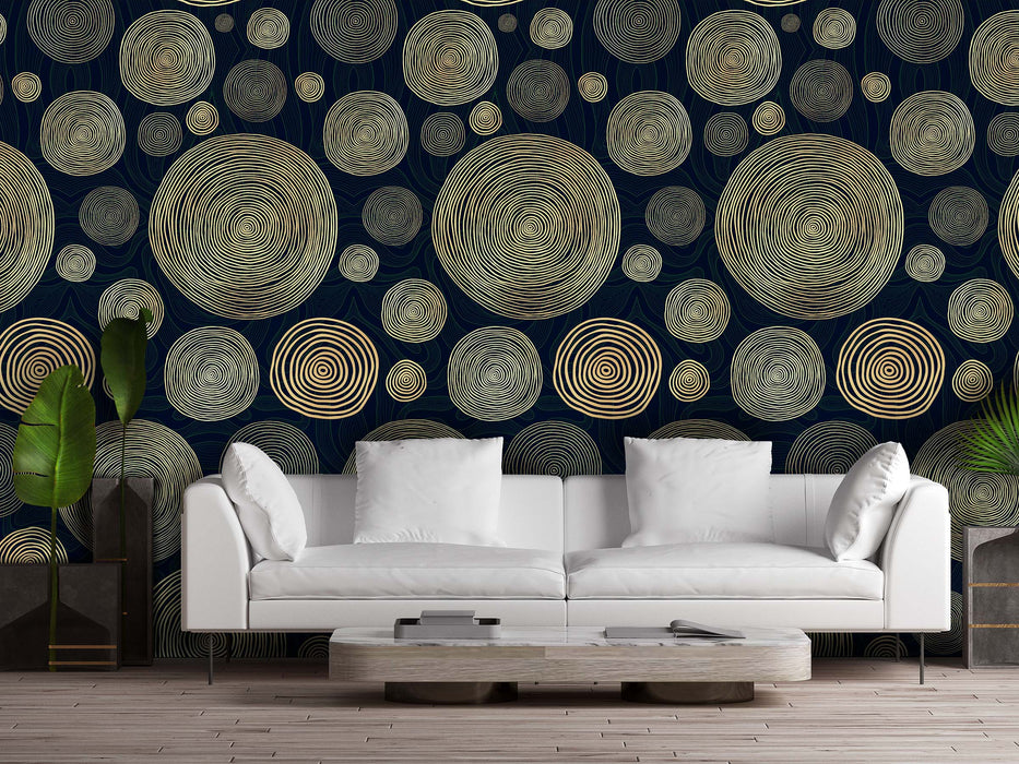 Geometric Circles Wallpaper – Modern Abstract Wall Mural in Urban Twilight Tones – Peel & Stick or Unpasted Wallcovering by ShopyLand, W230