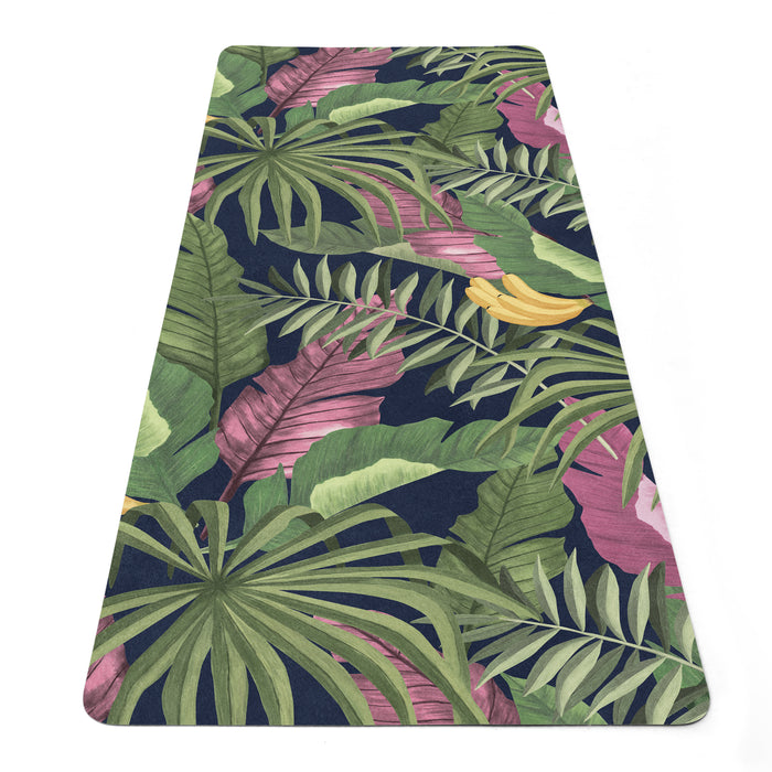 Постелка за йога с палмови листа, килимче за фитнес Jungle Paradise, постелка за пилатес Golden Banana с каишка, Y219