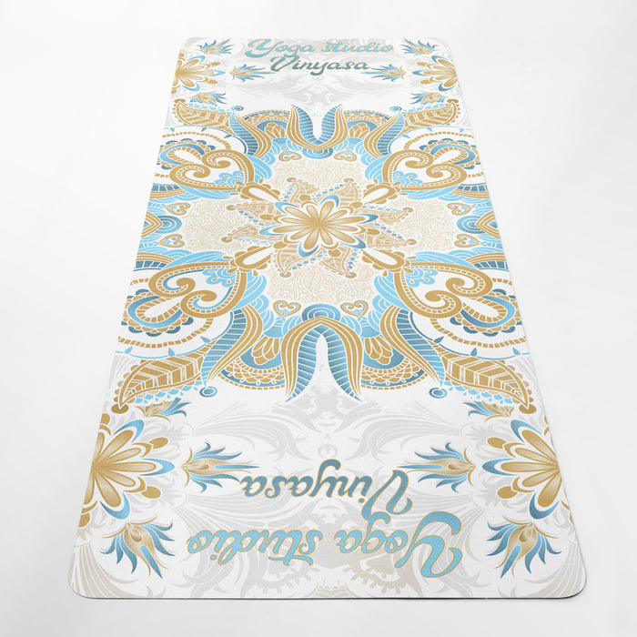 Elegant White Mandala Yoga Mat – Personalized Boho Fitness Rug – Custom Name Vinyasa Pilates Pad by ShopyLand, Y21