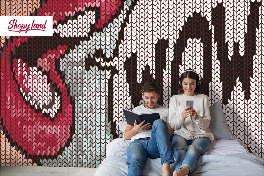 Pop Art Removable Wallpaper, Pop Art Wall Mural, Pop Art Mouth Peel and Stick Wallpaper, Big Lips Temporary Wall Mural, W2