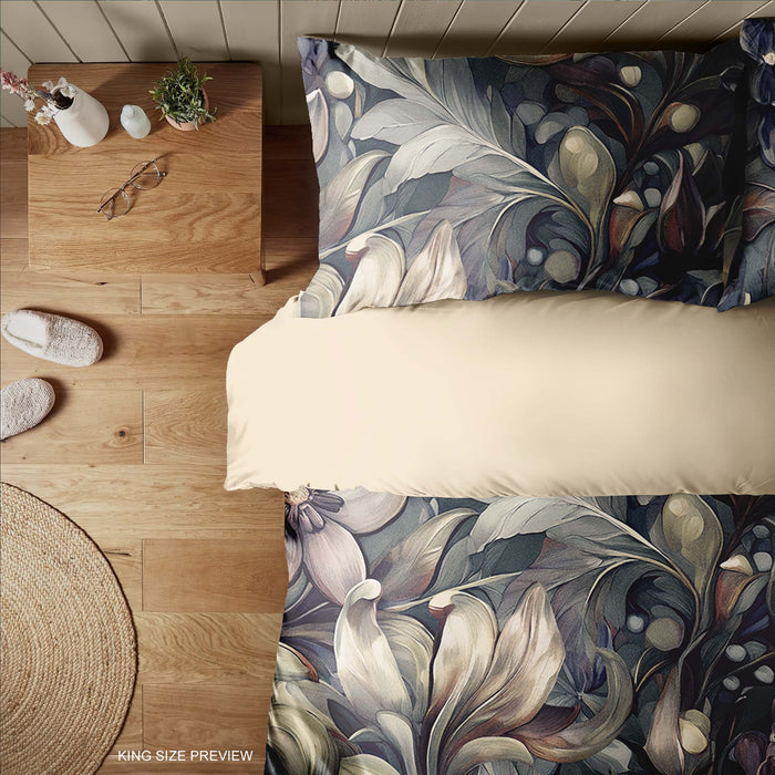 Moody Floral Bedding Set – Vintage Botanical Duvet Cover – Romantic Painted Flower Comforter – Artistic Bedroom Decor by ShopyLand, B02