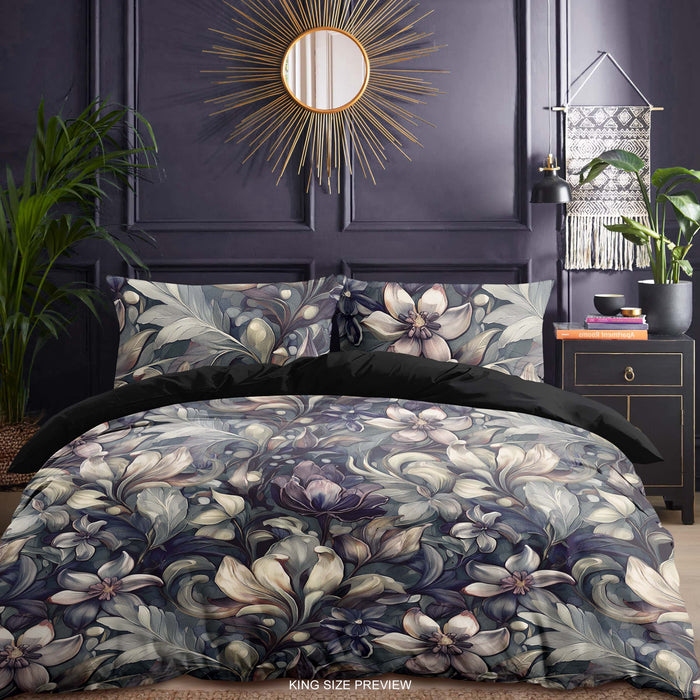 Moody Floral Bedding Set – Vintage Botanical Duvet Cover – Romantic Painted Flower Comforter – Artistic Bedroom Decor by ShopyLand, B02