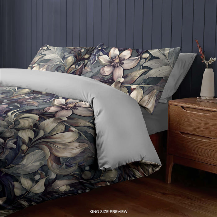 Moody Floral Bedding Set – Vintage Botanical Duvet Cover – Romantic Painted Flower Comforter – Artistic Bedroom Decor by ShopyLand, B02