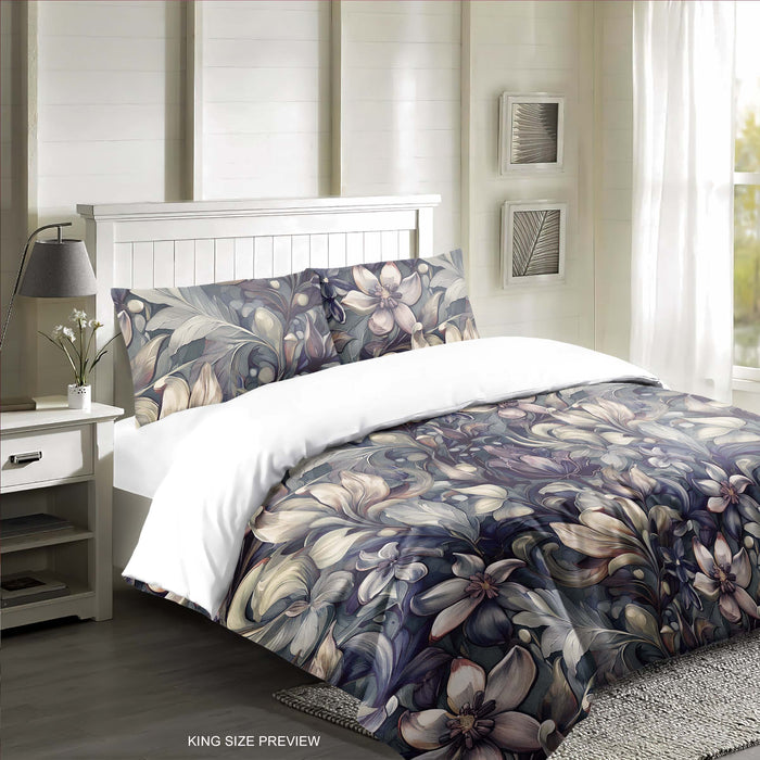 Moody Floral Bedding Set – Vintage Botanical Duvet Cover – Romantic Painted Flower Comforter – Artistic Bedroom Decor by ShopyLand, B02