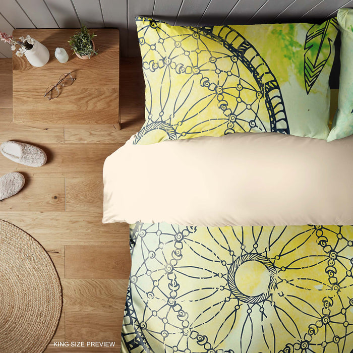 Mystic Dreamcatcher Duvet Set, Abstract Aquarelle Comforter, Nomadic Luxe Bedding Set, B06