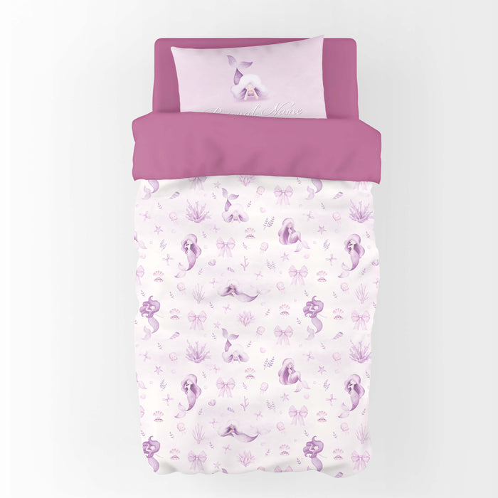 Juego de cama personalizado de sirena: funda nórdica y fundas de almohada en tonos lavanda y morado. Decoración para dormitorio infantil o juvenil. Edredón de microfibra suave de ShopyLand, B10.