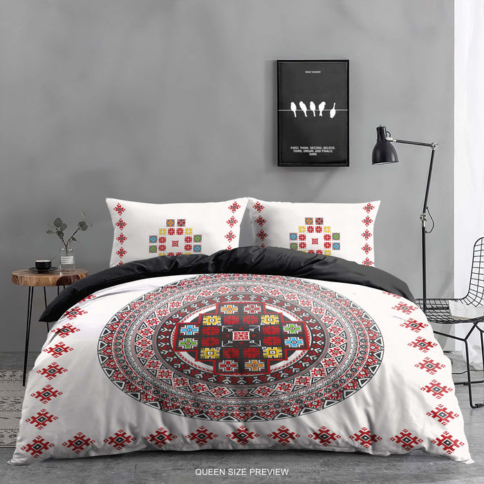 Folk Art Bedding Set – Mandala Print Duvet Cover – Vibrant Bohemian Bedroom Ensemble by ShopyLand, B114