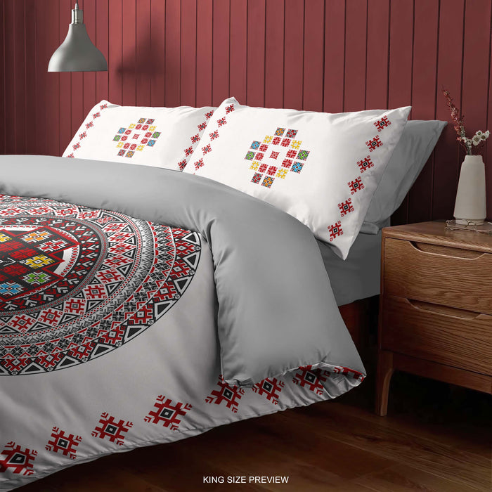 Folk Art Bedding Set – Mandala Print Duvet Cover – Vibrant Bohemian Bedroom Ensemble by ShopyLand, B114