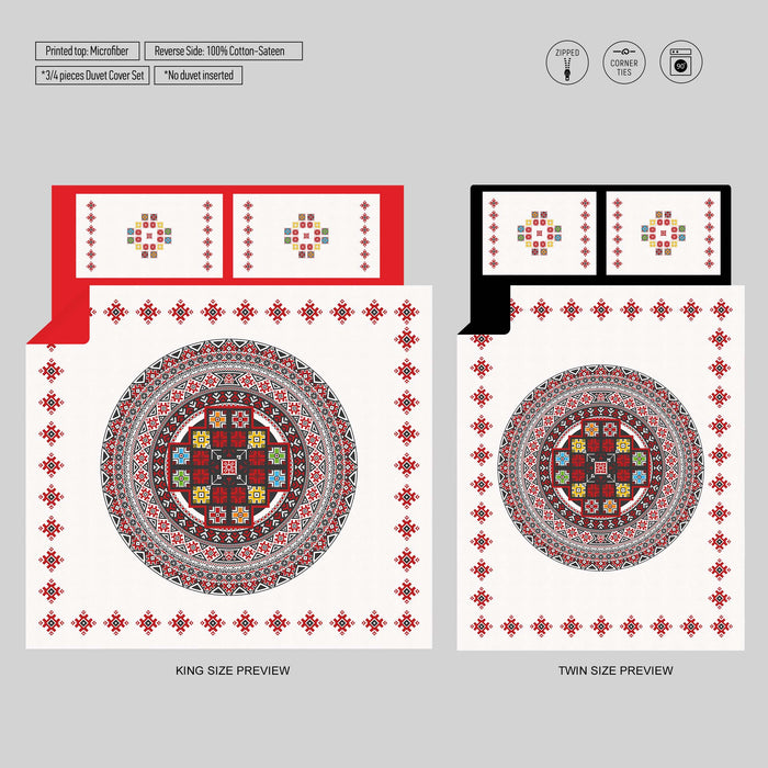 Folk Art Bedding Set – Mandala Print Duvet Cover – Vibrant Bohemian Bedroom Ensemble by ShopyLand, B114