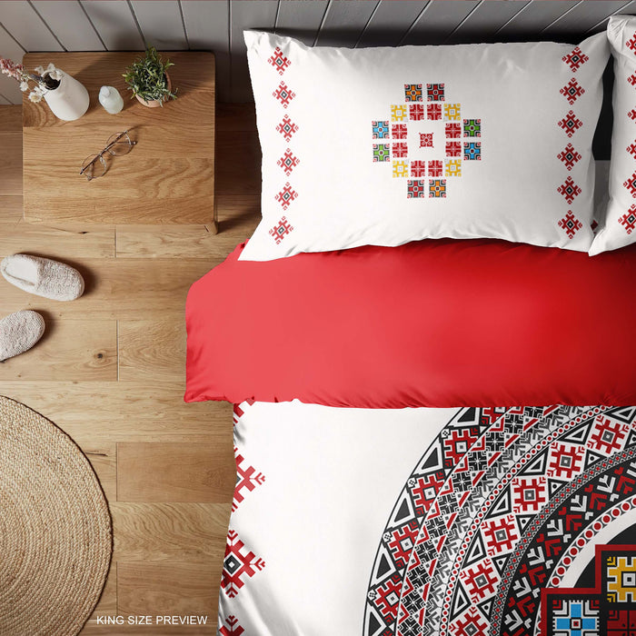 Folk Art Bedding Set – Mandala Print Duvet Cover – Vibrant Bohemian Bedroom Ensemble by ShopyLand, B114