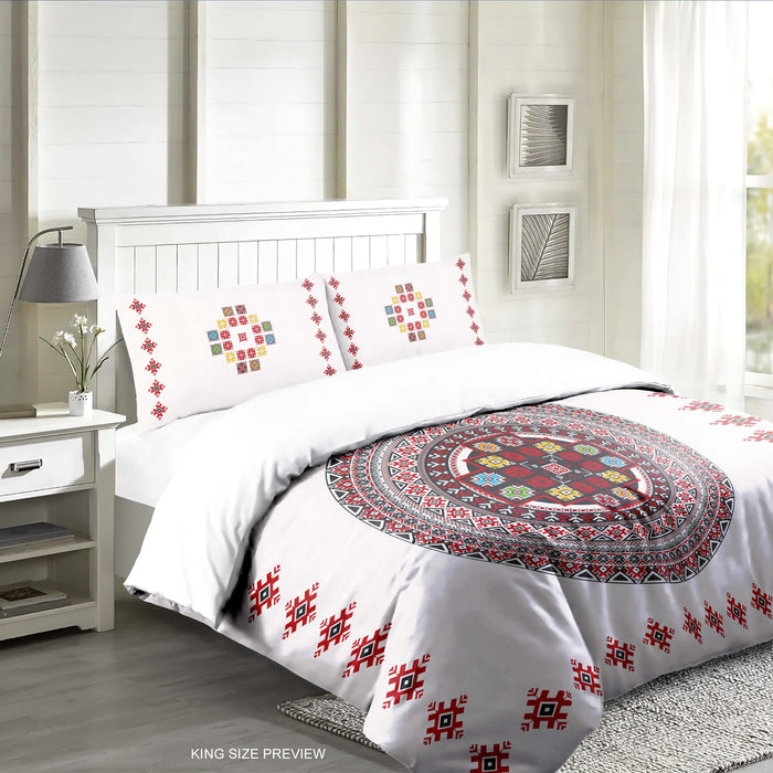 Folk Art Bedding Set – Mandala Print Duvet Cover – Vibrant Bohemian Bedroom Ensemble by ShopyLand, B114