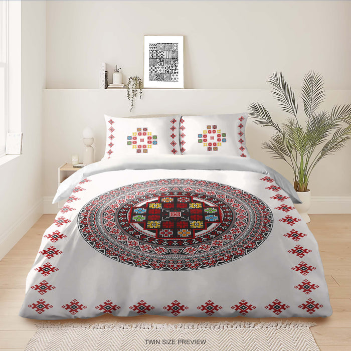 Folk Art Bedding Set – Mandala Print Duvet Cover – Vibrant Bohemian Bedroom Ensemble by ShopyLand, B114