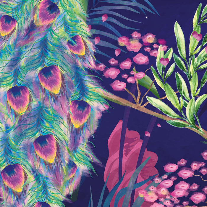 Night Peacock Bedding Set – Watercolor Duvet Cover & Pillow Shams – Elegant Bird Design by ShopyLand, B138