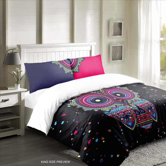 Boho Animal Bedding Set – Cute Owl Duvet Cover with Pillow Shams – Whimsical Bedroom Decor by ShopyLand, B148