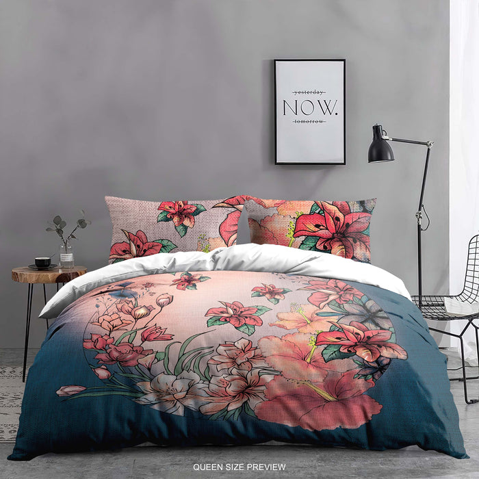 Wildflower Bohemian Duvet Cover – Hand-Drawn Botanical Bloom Bedding Set – Boho Floral Dream Comforter by ShopyLand, B15