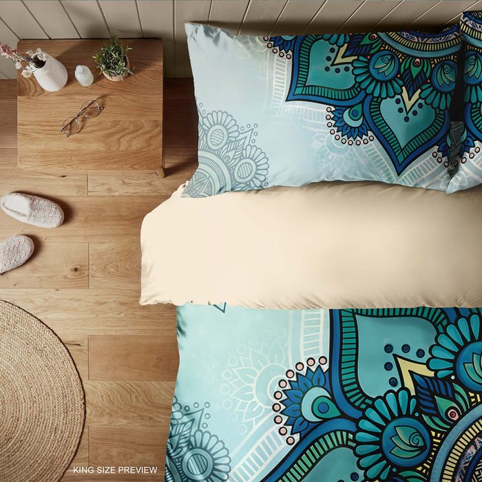 Green Mandala Bedding Set – Bohemian Duvet Cover & Comforter – Artistic Boho Bedroom Decor by ShopyLand, B169