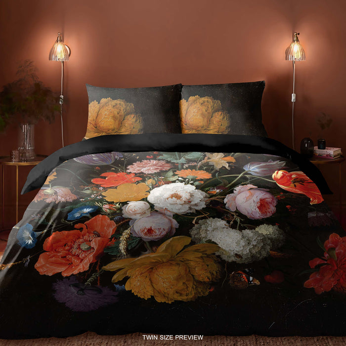 Dutch Flowers Duvet Cover – Vintage Floral Bedding Set – Oil Painting Inspired Comforter – Handmade Bed Sheets by ShopyLand, B172