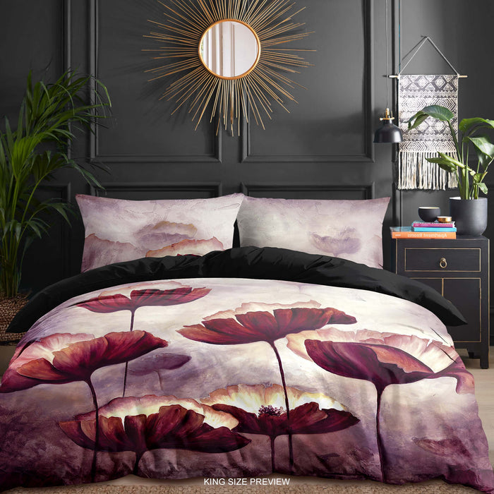 Juego de cama Amapolas – Funda nórdica floral – Edredón estilo pintura al óleo – Decoración de dormitorio bohemia – Juego de cama artístico con flores rojas de ShopyLand, B173