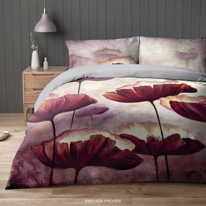 Juego de cama Amapolas – Funda nórdica floral – Edredón estilo pintura al óleo – Decoración de dormitorio bohemia – Juego de cama artístico con flores rojas de ShopyLand, B173