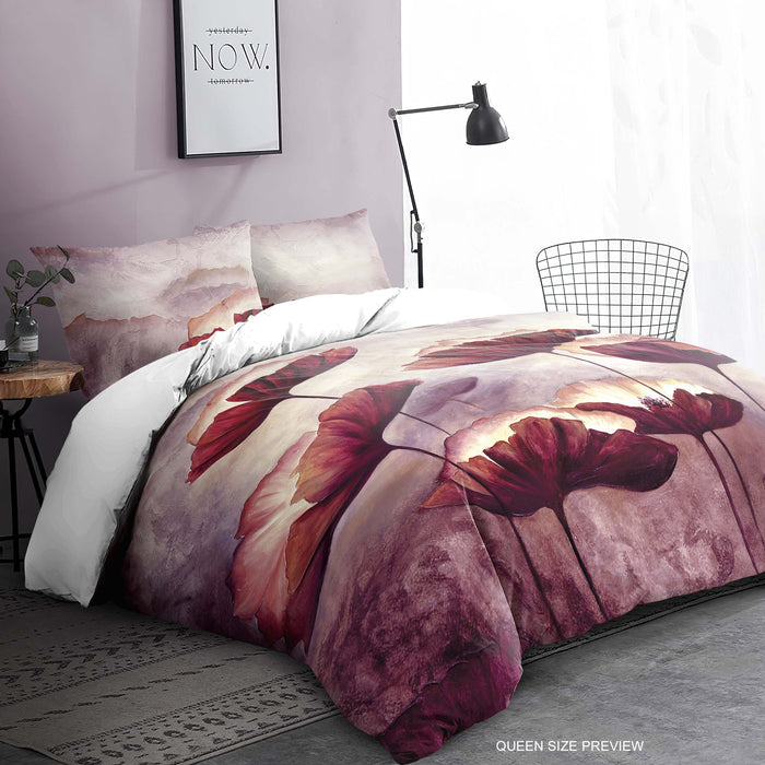 Juego de cama Amapolas – Funda nórdica floral – Edredón estilo pintura al óleo – Decoración de dormitorio bohemia – Juego de cama artístico con flores rojas de ShopyLand, B173