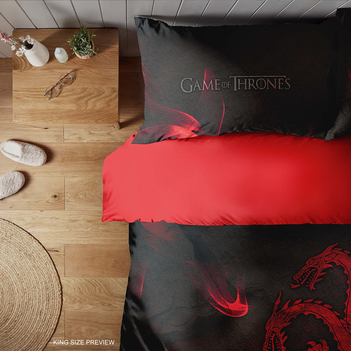 Dragon Emblem Bedding Set – Fire and Blood Duvet Cover – Medieval Fantasy Comforter – Bold Red and Black Style Decor by ShopyLand, B176