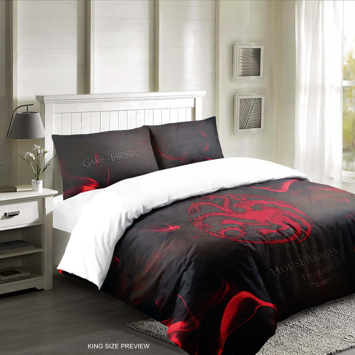 Dragon Emblem Bedding Set – Fire and Blood Duvet Cover – Medieval Fantasy Comforter – Bold Red and Black Style Decor by ShopyLand, B176
