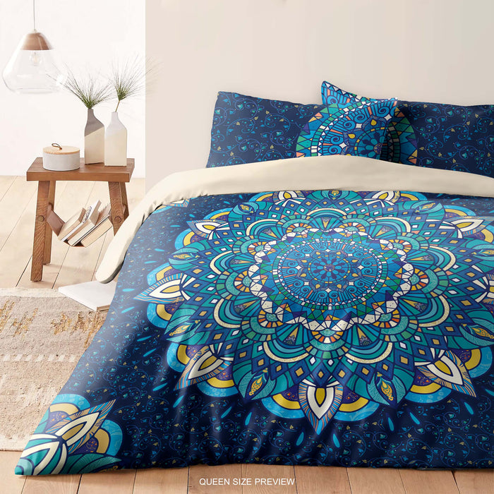 Juego de cama con estampado circular moderno – Edredón y fundas de almohada Urban Twilight – Edredón de tela de algodón de lujo – Diseño geométrico de ShopyLand, B281