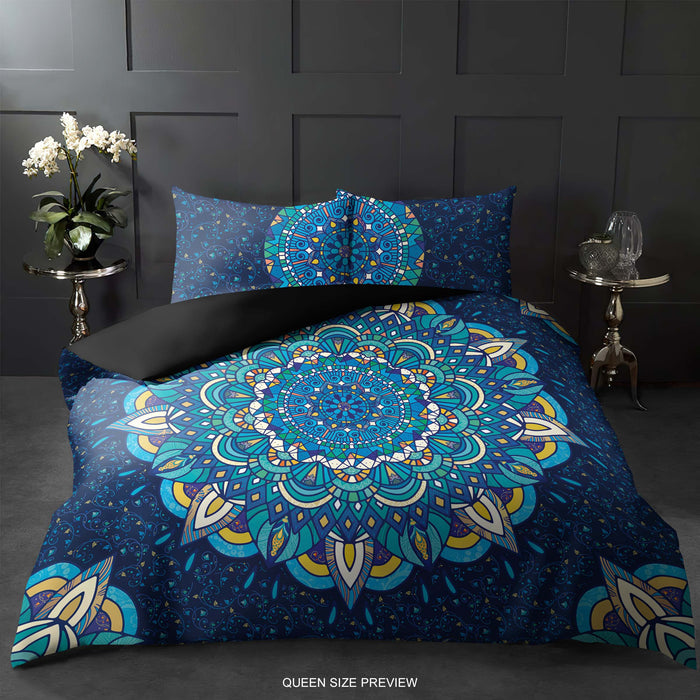 Juego de cama con estampado circular moderno – Edredón y fundas de almohada Urban Twilight – Edredón de tela de algodón de lujo – Diseño geométrico de ShopyLand, B281