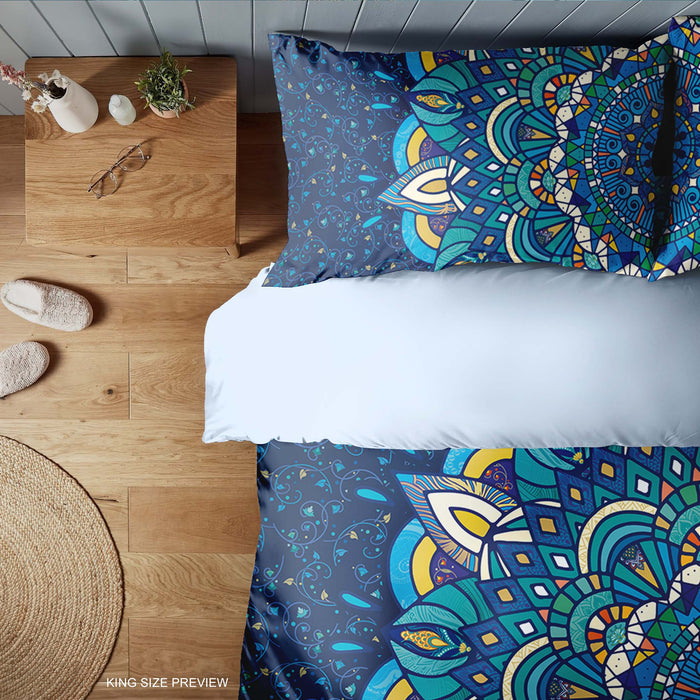 Juego de cama con estampado circular moderno – Edredón y fundas de almohada Urban Twilight – Edredón de tela de algodón de lujo – Diseño geométrico de ShopyLand, B281