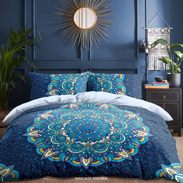 Juego de cama con estampado circular moderno – Edredón y fundas de almohada Urban Twilight – Edredón de tela de algodón de lujo – Diseño geométrico de ShopyLand, B281