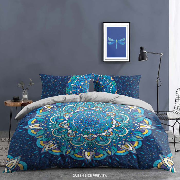 Juego de cama con estampado circular moderno – Edredón y fundas de almohada Urban Twilight – Edredón de tela de algodón de lujo – Diseño geométrico de ShopyLand, B281