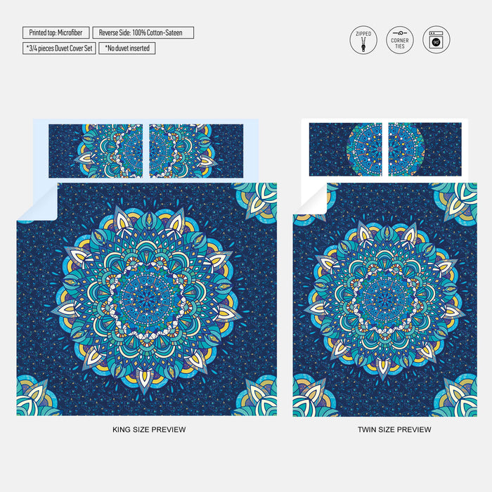 Juego de cama con estampado circular moderno – Edredón y fundas de almohada Urban Twilight – Edredón de tela de algodón de lujo – Diseño geométrico de ShopyLand, B281