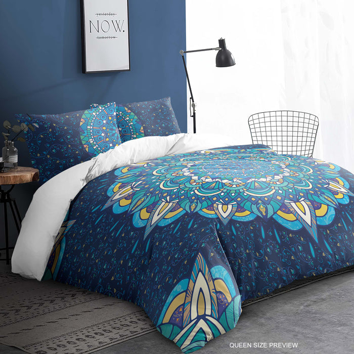 Juego de cama con estampado circular moderno – Edredón y fundas de almohada Urban Twilight – Edredón de tela de algodón de lujo – Diseño geométrico de ShopyLand, B281
